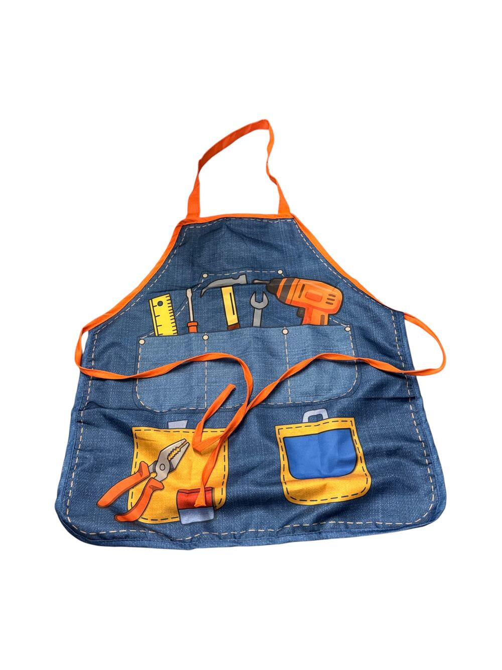 Kids Denim Tool Print Novelty Apron Costume Cooking Art Ages 4-8